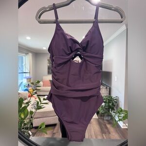 Cupshe Plum One-Piece Twist-Front Swimsuit